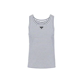 PRADA Triangle-logo Striped Tank Top