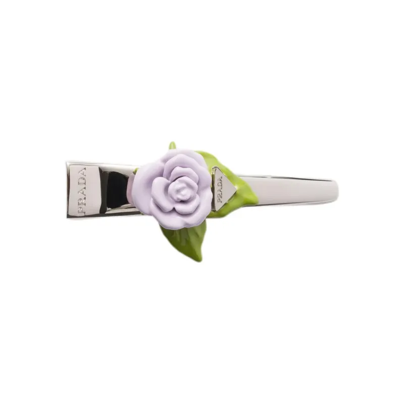 PRADA Enamel Metal Brass Hair Clips Women's Purple-0