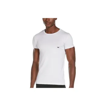 EMPORIO ARMANI Solid Color Crew Neck Pullover Short Sleeved T Shirt Men's White