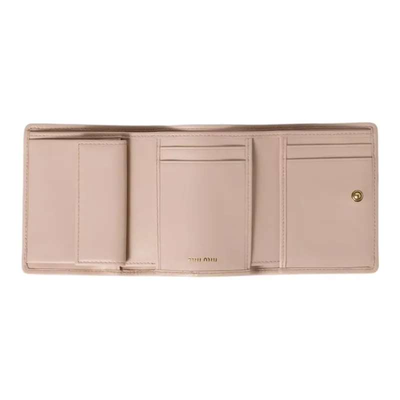 MIU MIU Matelassé Lambskin Wallet Small Size Women's Pink-3