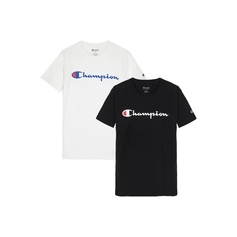 Champion T Shirt Unisex 2 Piece Set Black+White-0