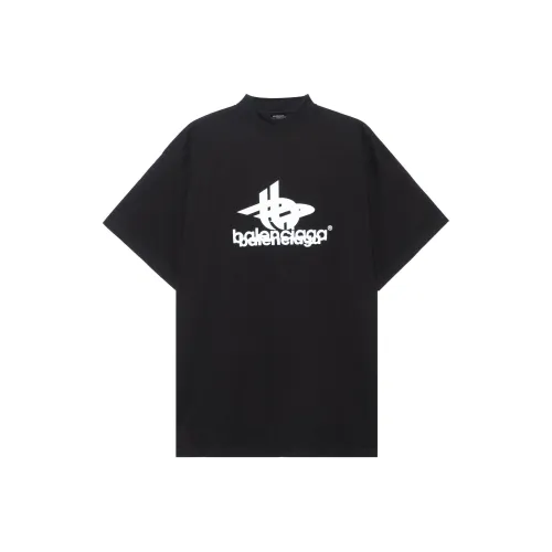 Balenciaga Drop Shoulder Sleeve T Shirt Unisex Black Loose Fit Style