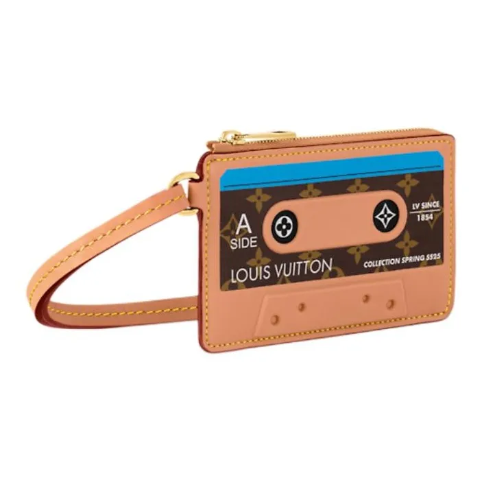LOUIS VUITTON Cow Leather With Monogram Canvas Card Holder Regular Men's Orange-2