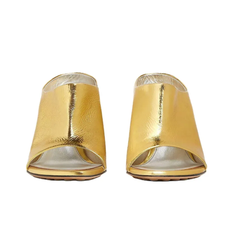 Bottega Veneta Quiet Slide Slippers Women's Gold-4