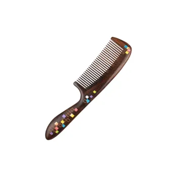 XIBI Handcrafted Lacquer Art Painted Wooden Comb, Exquisite Massage Comb Zi Mei Hair Comb Straightening Prosperity