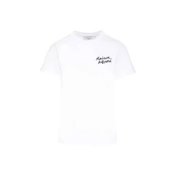 Maison Kitsune Logo Embroidered Crewneck T Shirt