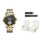 Steel Band Black Dial Men's[Luxury Box+Leather Strap]