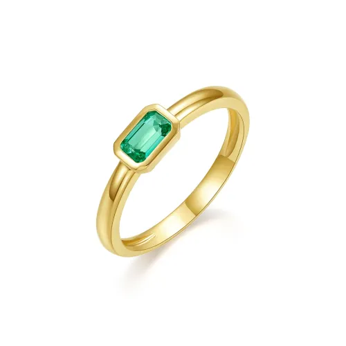 Diamond International Emerald/Yellow 18K Gold Colored Gemstone Rings Women's
