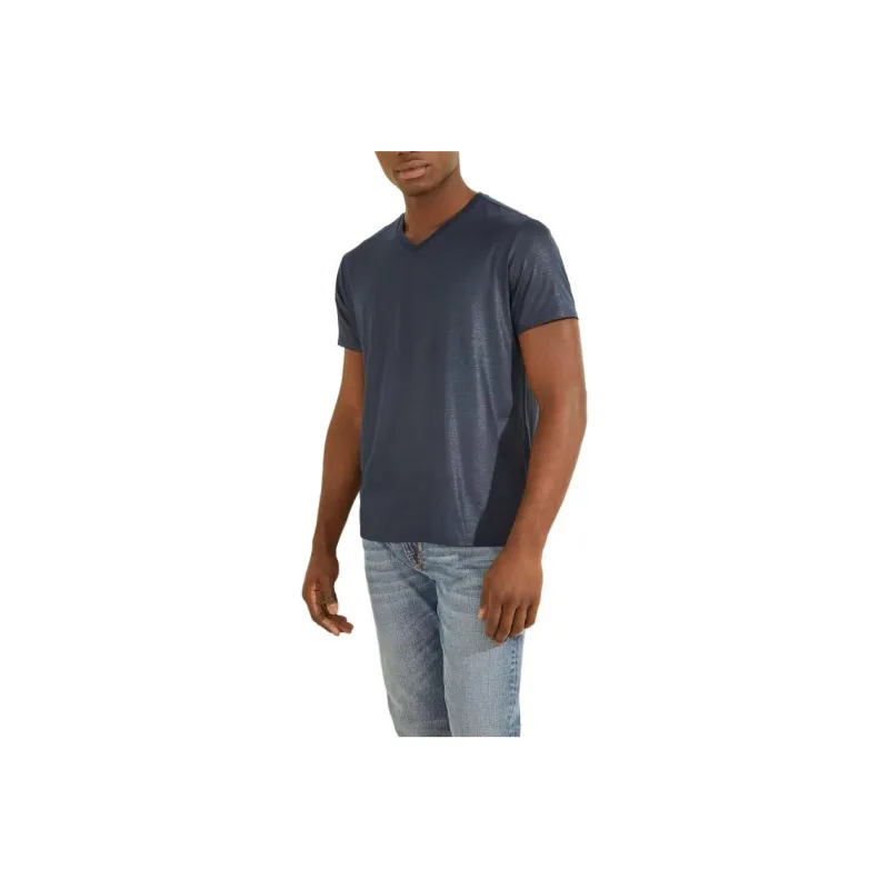 GUESS Mason V-Neck Tee T-Shirt Men's Navy Blue-0