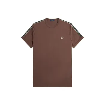 FRED PERRY Contrast Tape Ringer T-Shirt T-Shirt Men's Brown