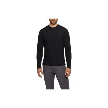 GUESS Eco Brentwood Knit Henley T-Shirt Men's Black