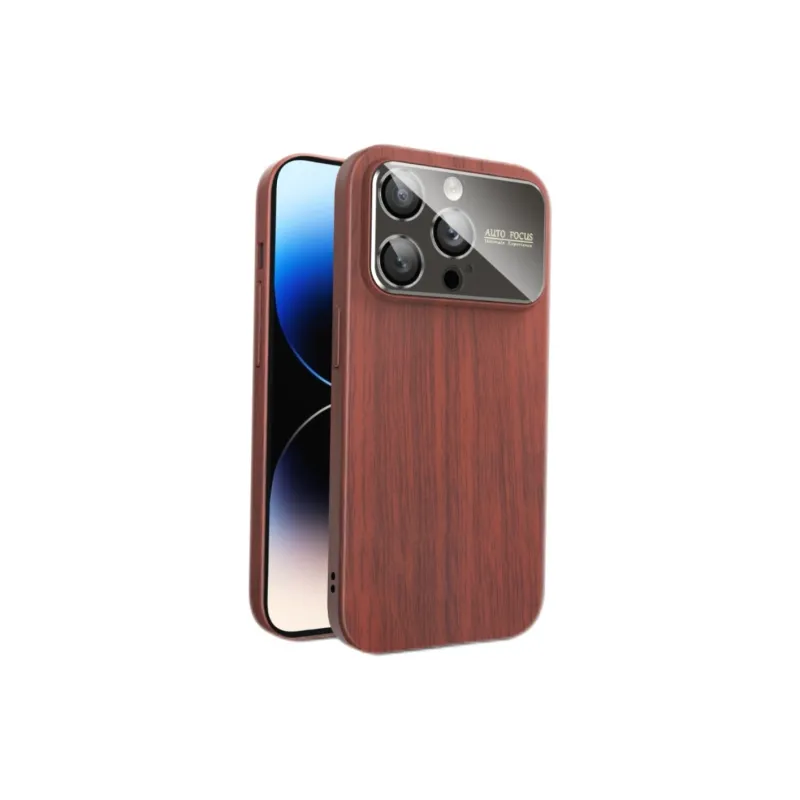 Koman TPU Material Large Window Skin Like Wood Grain Phone Cases Compatible With Apple IPhone 12/13/14/15/16/Pro/Mac-2