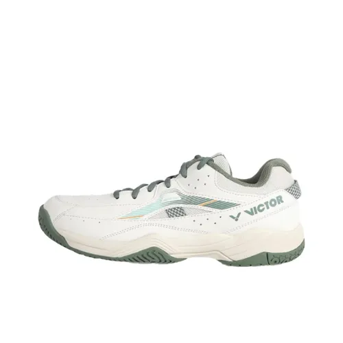 VICTOR Slip Resistant And Abrasion Resistant Support Low Top Badminton Shoes Unisex Distilled White Granite Green