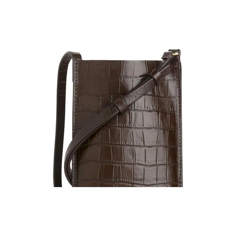 ARKET Cow Leather Cell Phone Pouch Shoulder Bag Crossbody Bag Small Size Women's Dark Brown-4