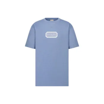 DIOR SS24 Men Letter Embroidery Crew Neck Short Sleeve T Shirt Blue