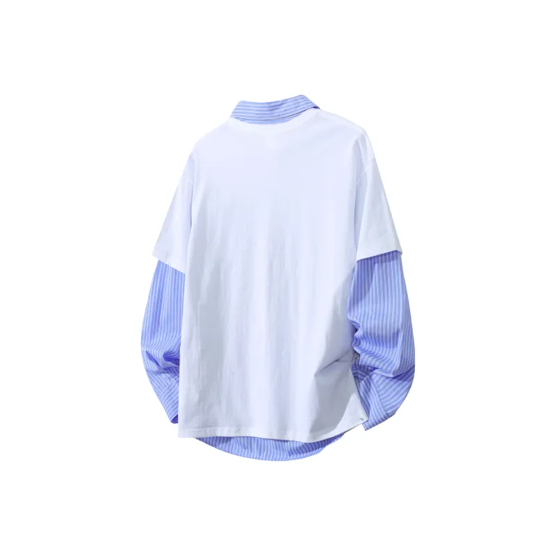 OGEK T Shirt Unisex White Comes With Light Blue Stripes Shirt-2