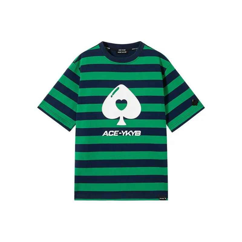 YK&YB T Shirts Unisex Blue Green Stripes-0