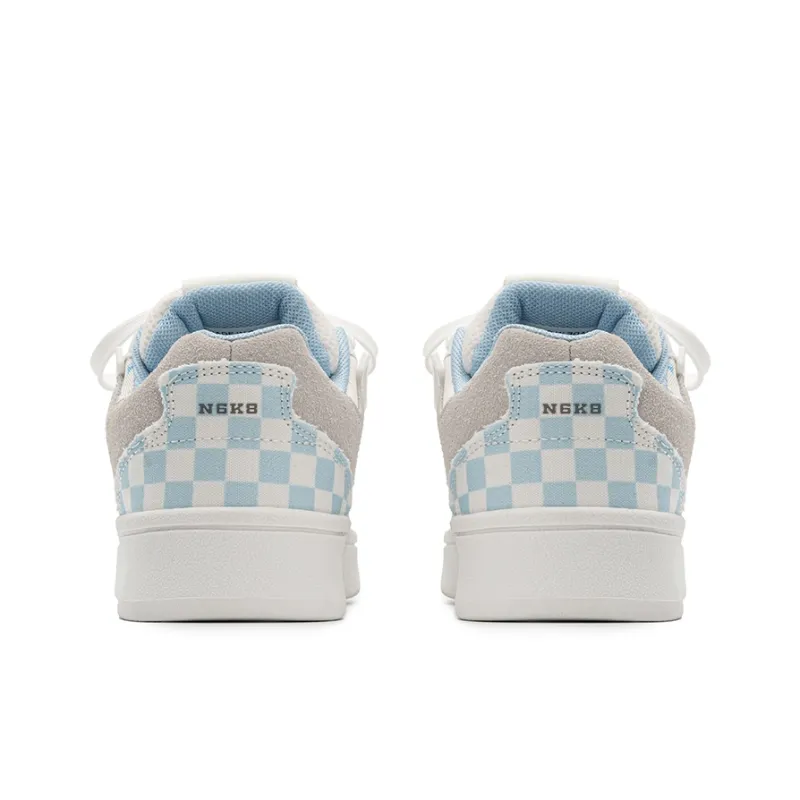 N6K8 Anti Slip Wear Resistant Low Top Skateboard Shoes Unisex Blue Plaid-15
