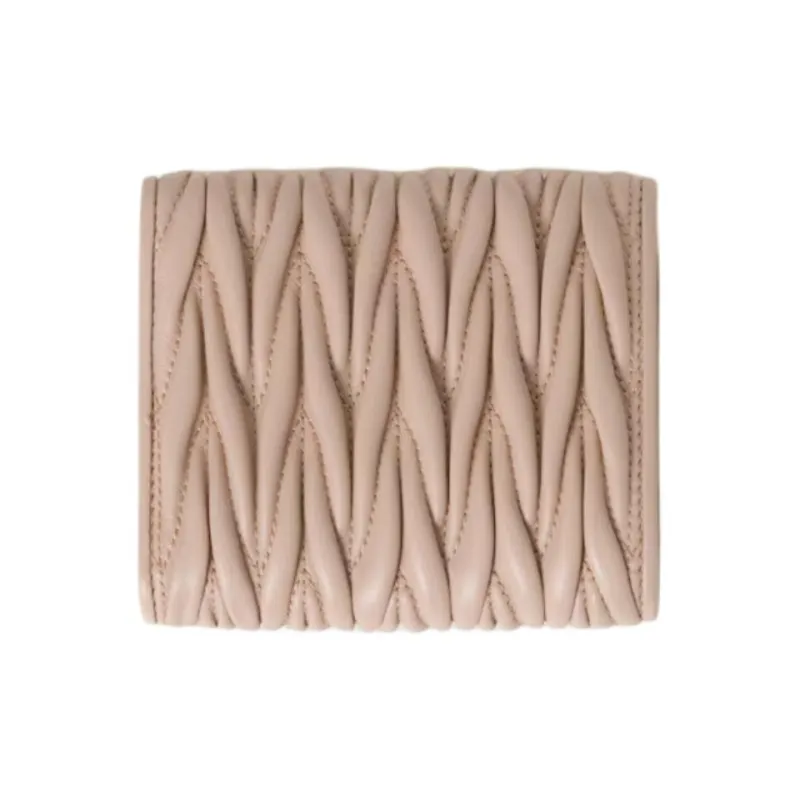MIU MIU Matelassé Lambskin Wallet Small Size Women's Pink-1