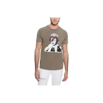 GUESS Washed Queen Tee T-Shirt Men's Gray Green