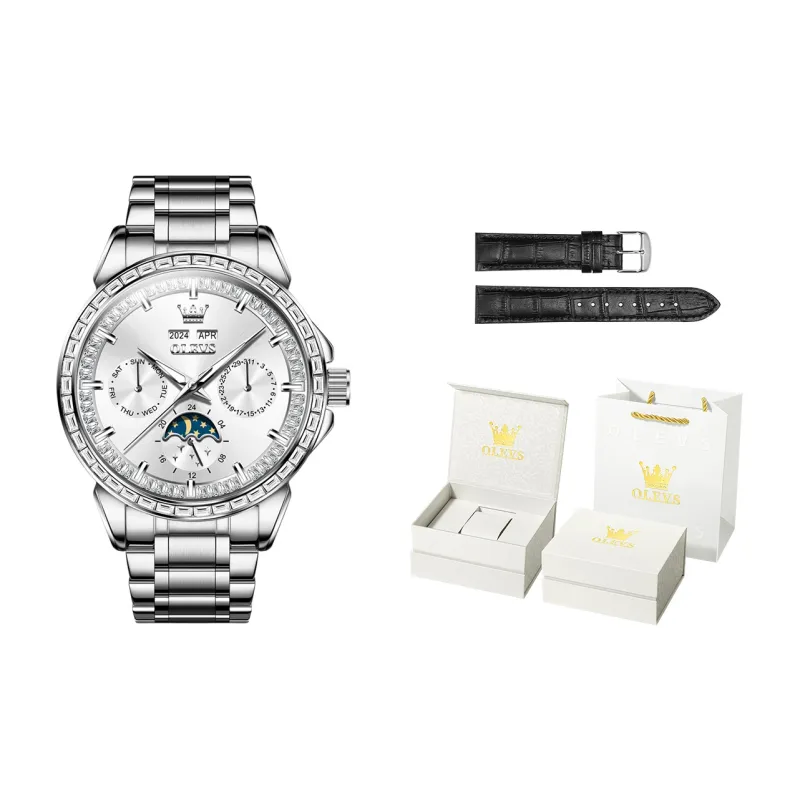 OLEVS Wisdom Series Mechanical Movement Watch Men's Watches White Dial-11