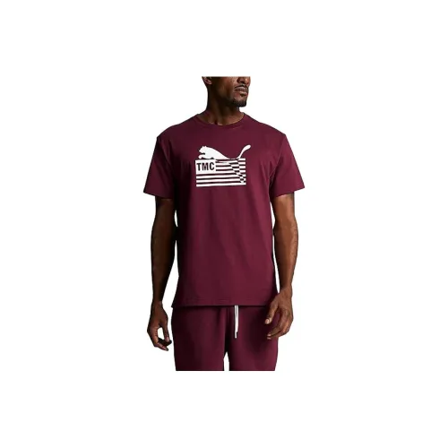 PUMA T-Shirts Men Burgundy