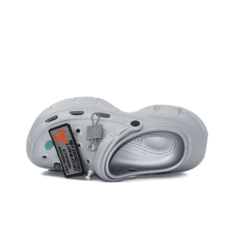 OUBT Urban Techwear, 3D Effect Pocket Design Clogs Unisex Silver-4