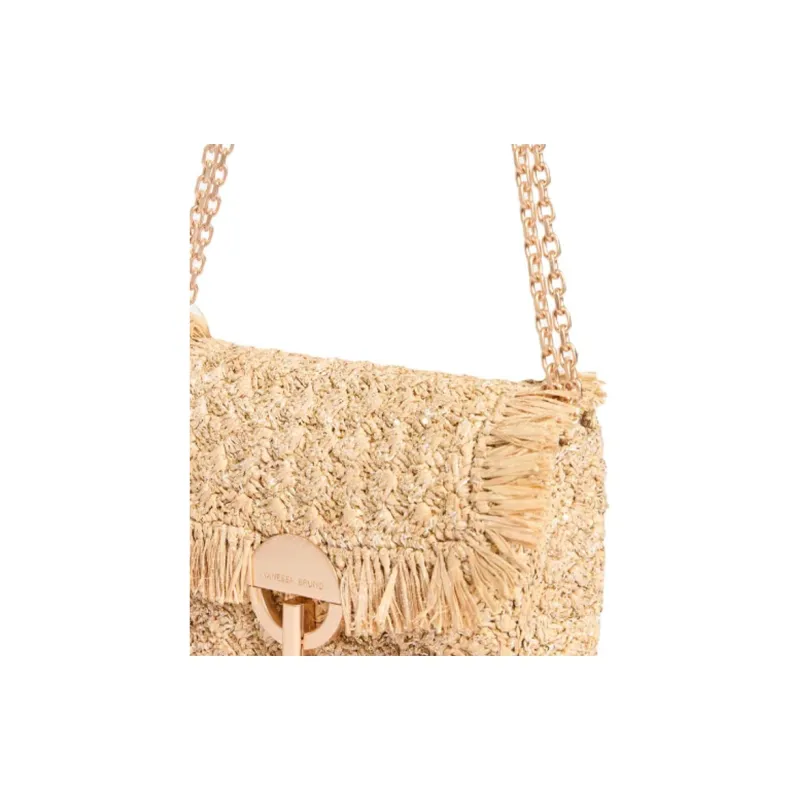 Vanessa Bruno Raffia Shoulder Bag Medium Size Women's Natural-3