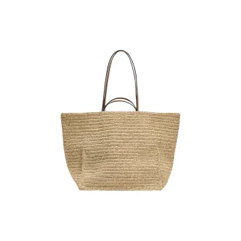 ZARA Cellulose Material Tote Bag, Shopping Bag, Shoulder Bag, Handbag Large Size Women's Light Beige