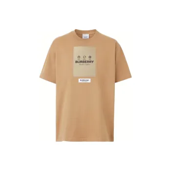Burberry Label Applique Cotton Oversized T Shirt