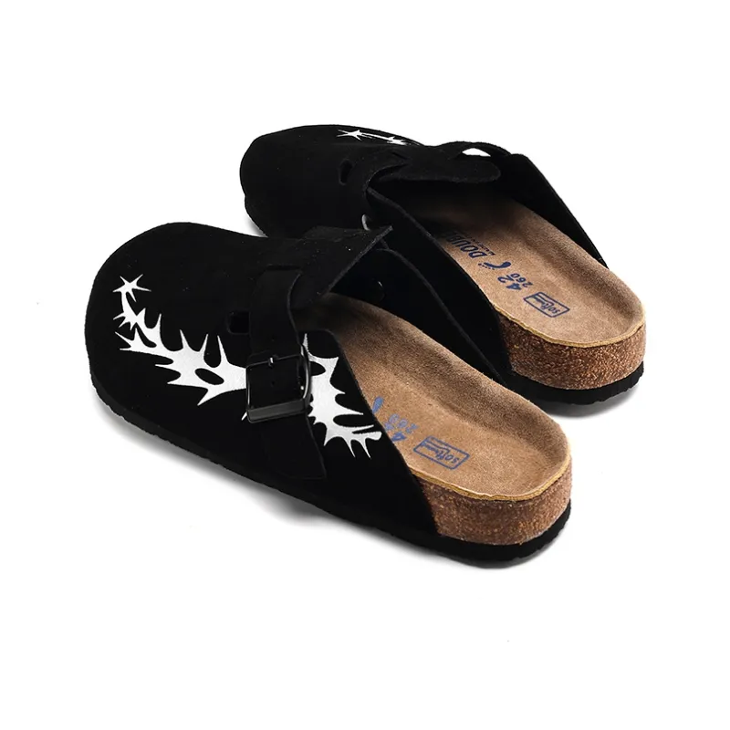 Fang Sanhuo Quiet Slip Resistant Wrap toe Slippers Unisex Black-2