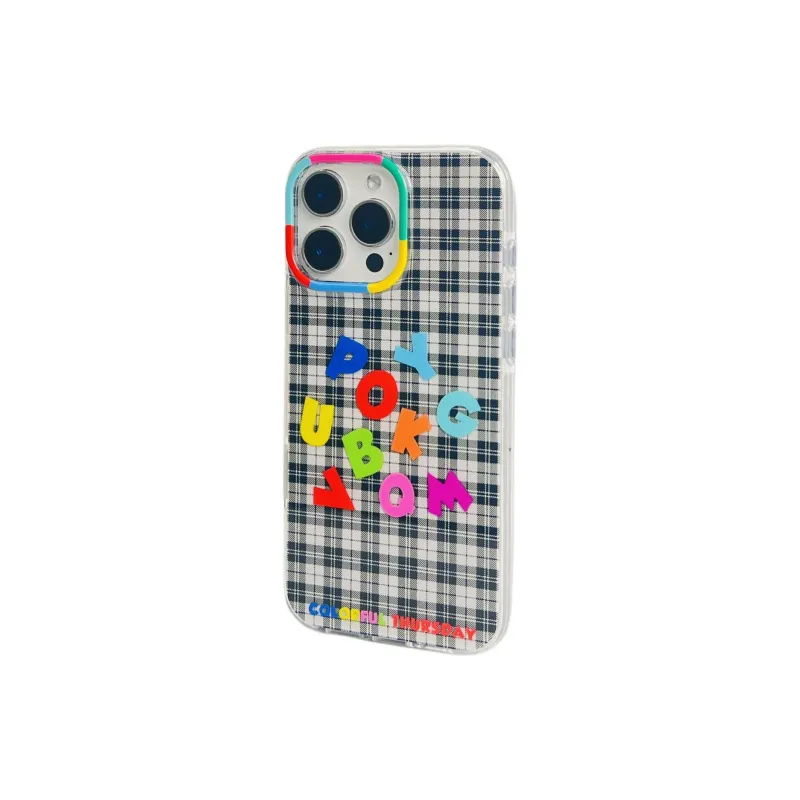 Wei Xin Acrylic Material Black Plaid Multicolor Phone Cases Compatible With IPhone 16/15 Pro Max/Apple 13/14 Pro/Max-2