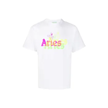 Aries Logo Printed Crewneck T Shirt