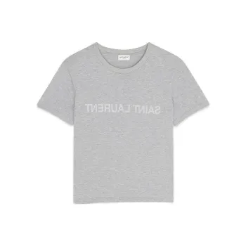 SAINT LAURENT Reverse T Shirt 'Gris Chine/Naturel'