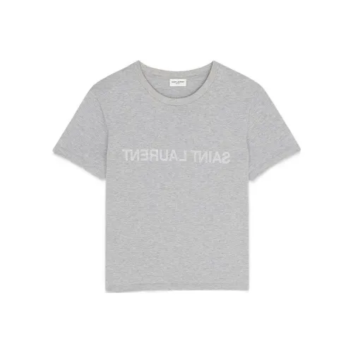SAINT LAURENT Reverse T Shirt 'Gris Chine/Naturel'