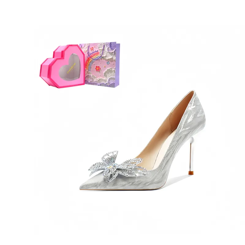 Crelinkxlat French Fairy Princess High Heels Women's Silver-8