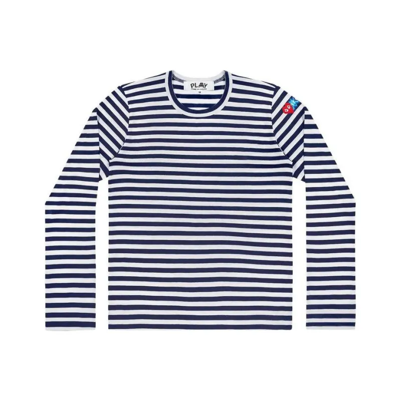 COMME DES GARCONS SHIRT Double Heart Striped T Shirt-0