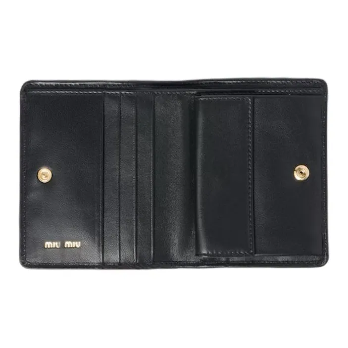 MIU MIU Matelassé Lambskin Wallet Small Size Women's Black-3