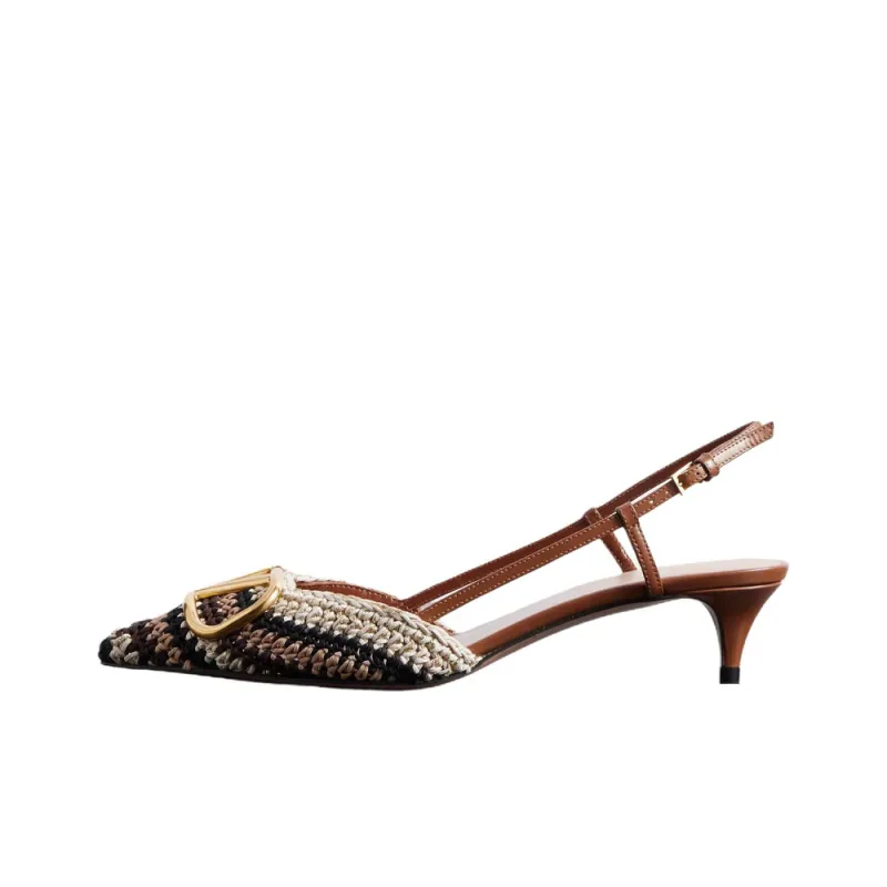 Valentino VLogo Signature Cone Heel High Heels 4.5cm Women's Brown-0