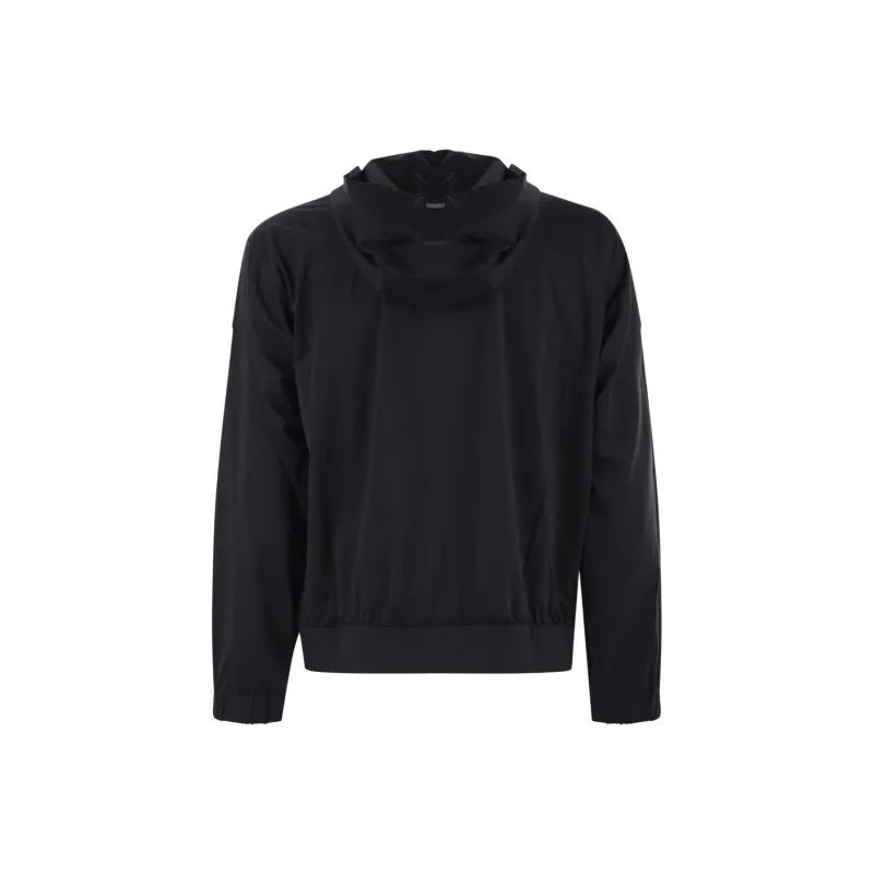 HERNO Logo Patch Zip Up Drawstring Hoodie-1