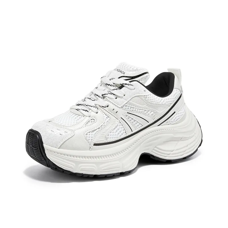 La Chapelle Chunky Sneakers Women's Mid-Top White Black-1