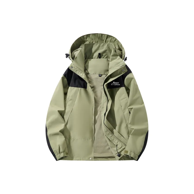 Feiyue Warm Water Repellent Rainproof Windbreaker Jacket Unisex Matcha Green-5
