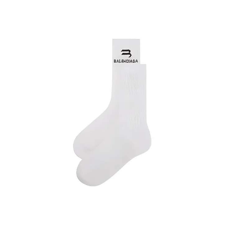 Balenciaga Sporty B Logo Socks White/Black-0