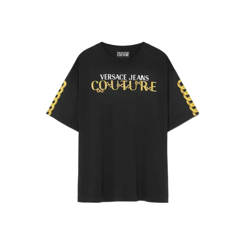 VERSACE Jeans Couture Chain link Cotton T shirt-0