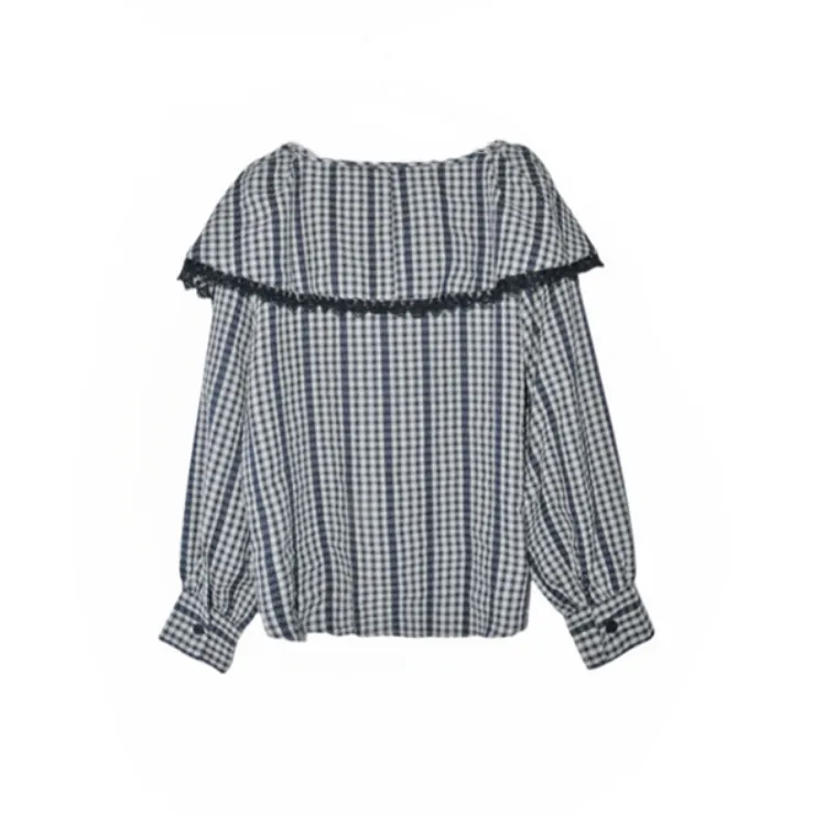 Icicofficial Shirt Women's Navy Blue Plaid-1