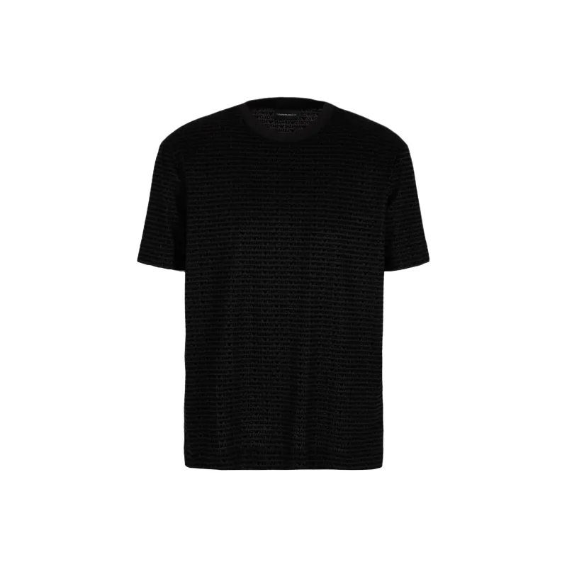 EMPORIO ARMANI Asv Lyocell blend Jersey T shirt With All over Flocked Logo Lettering-0