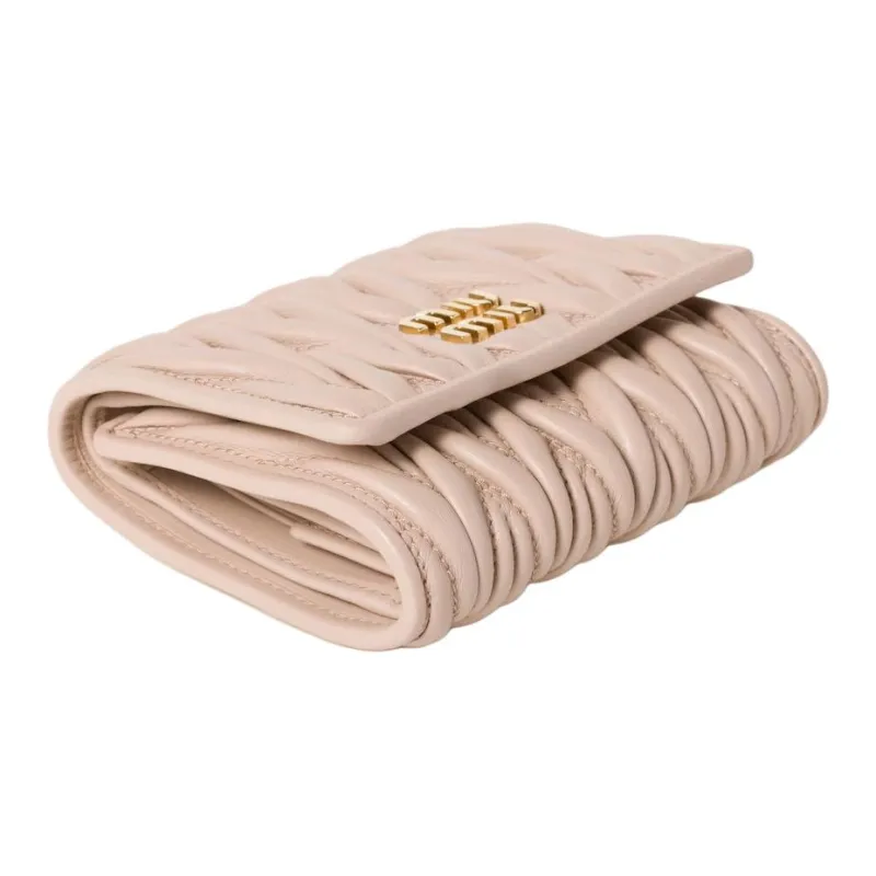 MIU MIU Matelassé Lambskin Wallet Small Size Women's Pink-2