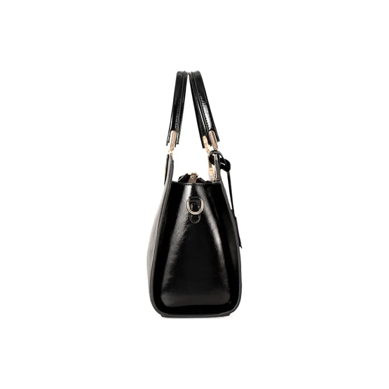 Vigno Synthetic Leather Tote Shoulder Bag Crossbody Bag Handbag Regular Women's Black-3