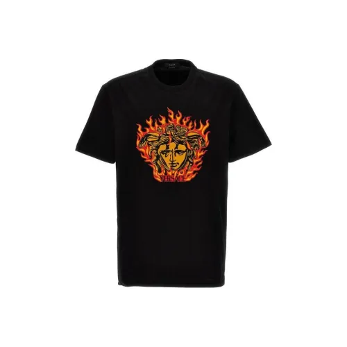 VERSACE Medusa Flame Print Embroidered Logo T Shirt