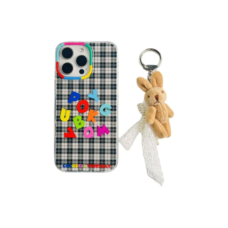 Wei Xin Acrylic Material Black Plaid Multicolor Phone Cases Compatible With IPhone 16/15 Pro Max/Apple 13/14 Pro/Max-4